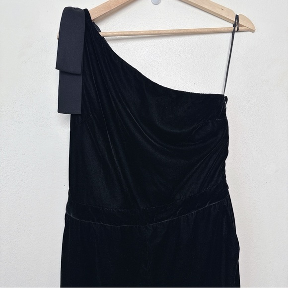 Banana Republic Womens 4 Velvet Bow One Shoulder Maxi Jumpsuit In Black - Picture 3 of 14